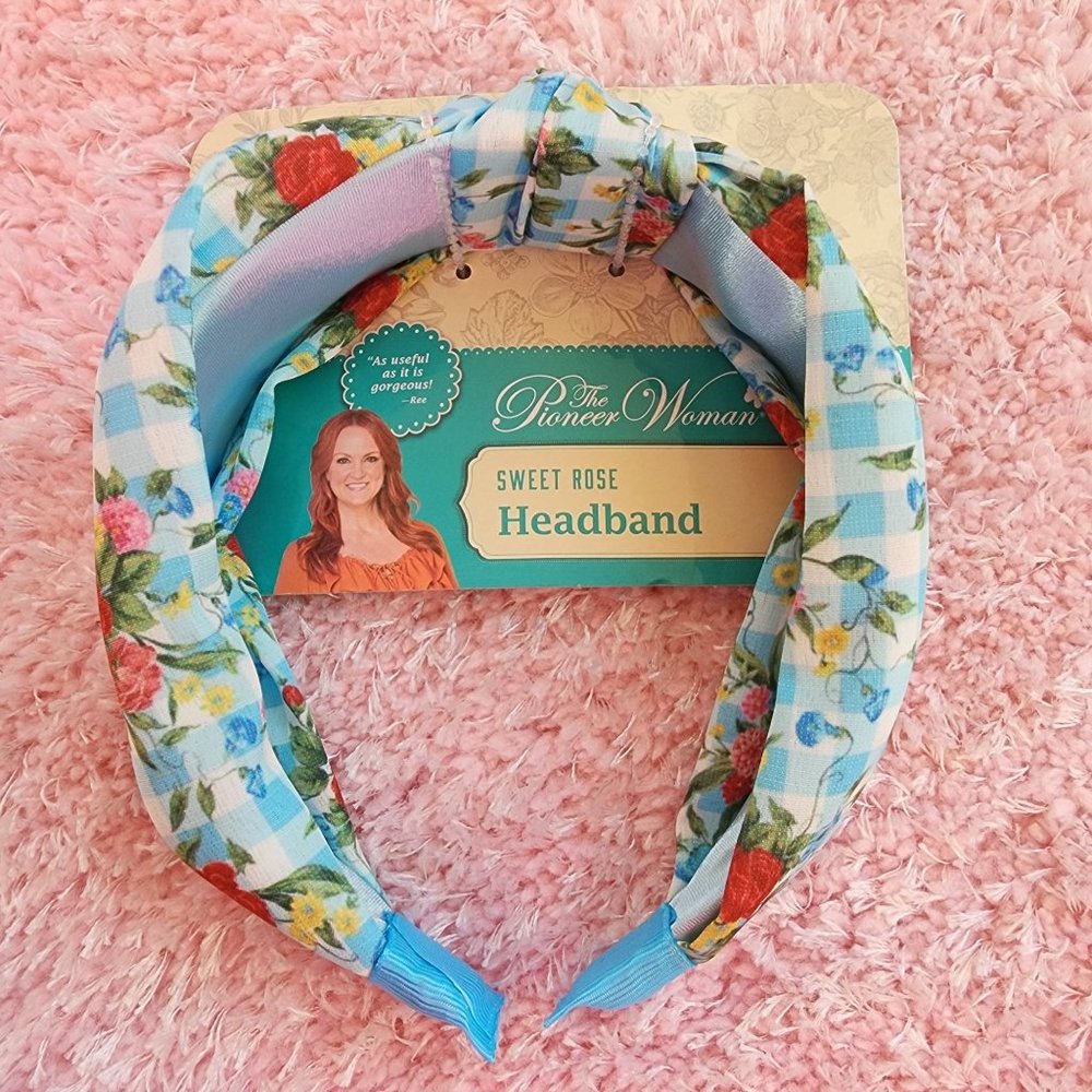 Pioneer Woman NWT sweet rose floral gingham‎ print headband